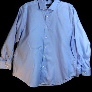 CALVIN KLEIN  Extra Fine Cotton Slimfit Non-Iron Dress Shirt Blue Mens Size XL